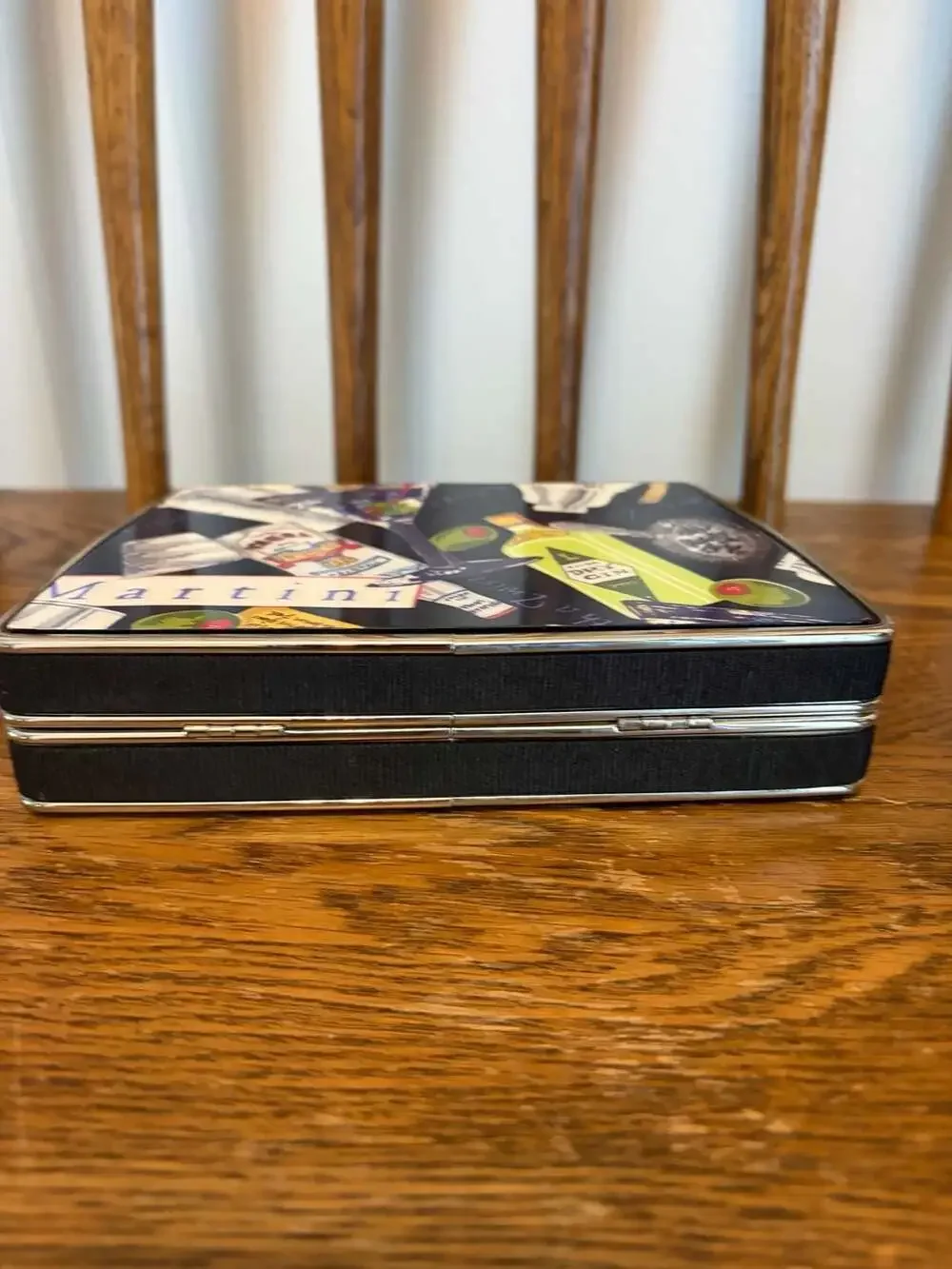 Martini Novelty Cocktail Print Hard Clutch Handbag